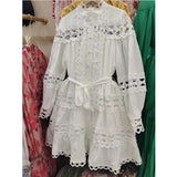 Early Spring New Australian Tide Brand Heavy Industry Hollow Lace Splicing Three-Dimensional Light Luxury Loose Fairy Dress