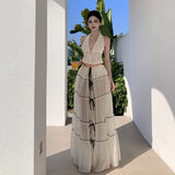 Tourism Holiday Wear Design Atmosphere Folded Neck Vest Half-Dress Suit