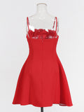 High-End Sling Dress 2025 Summer New Simple Wind Three-Dimensional Flowers Spliced Solid Color Short Skirt Woman