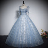 Blue Evening Dress 2025 Summer New Stage Piano Performance Solo Student Vocal Art Dress Presided