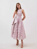 Summer New Round-Neck Sleeveless Three-Dimensional Flower Belt To Receive Long-Term Dress Women