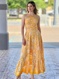 Babes 2025 New High-End Feeling Hanging Neck Sling Belt Hollow Print Dress In The Female