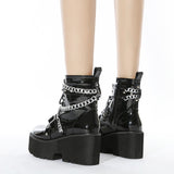 2025 Thick Bottom Slope And Short Boots Pine Cake Metal Chain In Front Of The Martin Boots Large Size Women's Boots High Quality Shoes