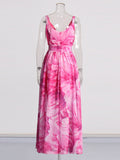 Elegant Style Dress 2025 New High-End Hanging Neck Ribbon V-Neck Print Inside The Dress