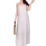 Women's Summer Slings Square Sleeveless Temperament Stylish Simple Straight Fork Skirt