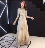 Sky Evening Dress 2025 New Spring Long-Term Skinny Noble Banquet Annual Conference Host Performance Dress Dress Woman