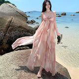 Holiday Hanging Neck Pink Dress Beach Dress Chiffon Slings Holiday Dress Dress Dress Dress Dress Dress Woman