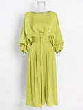 French Style Dress 2025 Summer New Round Collar Collar With Shoulder Sleeve Texture Waist Dress Dress Dress Woman