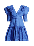 Romantic Court Style 2025 Spring New Fashion V-Necked Sleeve Lace Laminated Short Dress Woman