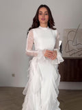 2025 New Lotus Leaf Side Splicing Court Chiffon Temperament Semi-High Collar Dress