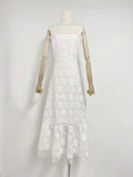 Niche 2024 Summer New Hanging Neck Design Hand Nail Flower Thoracic Hollow Long Dress Woman