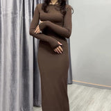 2024 Women's Fashion Sexy Tight-Groomed And Comfortable Solid Color Long Dress