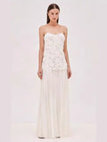 Dress Dress French Fresh Sweet Three-Dimensional Rose Flowers Spliced Chiffon Sling Dress Dress