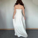 2024 New Female Decoration Height Waist Simple Temperament High-Grade Breast-Smear Lightweight Dress