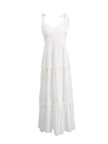 Solid-Colored Dress 2025 Summer New Ioning Sling Design High-Waisted Embroidered Dress Dress