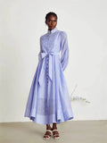 Early Spring Luxury Diamond Collar Lantern Sleeve Single Buckle Temperament Dress Dress Dress