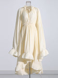 Women's Dress 2025 Spring New Women's Dresses 100-Fold Cloaked Leaf-Side Dress Girl
