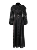 Temperament Fashion Elegant Style Dress 20254 New Collar Heavy Industry Embroidery Lotus Edge Lace Long