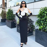 New Sexy Brat Banded Dress Flowers Diamond Open Fork Party Dress Long Dress
