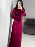 2024 New Waist-Skinny Strap Solid Long-Sleeved Long-Sleeved Dress