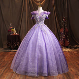Solo Performance Suit 2025 New One-Word Shoulder Vocal Art Canopy Skirt Presided Over Purple Evening Dress Girl Spring
