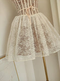A line Spaghetti Straps Lace Holiday Dress Travel Vacation Dresses Short Birthday Dress SD1263