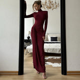 And Winter Fashion Sexy High Open Fork Strap Bag Hip Dress New Hottie High-Collar Dress