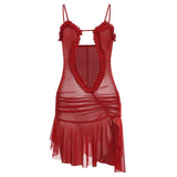 New Spring Women's Sexy Hottie Sleeveless Sling Net Bare Umbilly High Waist Repair Dress DJPT