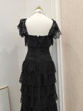 Sheath Square Neckline Lace Black Holiday Dress Birthday Dresses Birthday Outfits SD1246