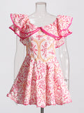 Bohemian Short Dress 2025 Spring New Word Collar Leaves Embroidered Hollow Dress Woman