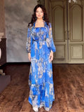 Summer Women's Fashion Fashion Printed Long Dress Elegant Dress With Long Sleeves