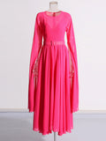 Elegant Style Dress 2025 Spring New Round Horn Sleeves Big Swing Dress Dress Woman