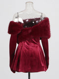 Temperament Elegant Style Velvet Skirt 2025 Summer New Bra Wearing More French Wool Design Dress Dress Woman