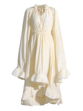 Women's Dress 2025 Spring New Women's Dresses 100-Fold Cloaked Leaf-Side Dress Girl