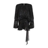 Dress 2025 Spring And Summer New Loose Long-Sleeved Sexy T-Shirt With Ribbon Dress Woman