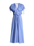 Elegant Retro Style Dress Women's 2025 Spring New V-Neck Three-Dimensional Sticker High-Waisted Cotton Dress