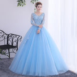Annual Performance Dresses 2025 New Student Voice Test Long Sleeve Art Test Blue Long Sleeve Dress Woman