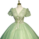 Dress Mori Is A Green Vocal Piano Art Exam Solo Performance Of The Puffy Skirt Host Dress Adult Ceremony