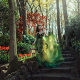 Dress Shoulder 2025 New Emerald Green Dress Ball Dress Floral Dress Princess Breeze