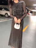 Autumn New Famous French Heavy Industry Hot Sleeve Long Sleeve White Top High Waist Thin Women's Half-Dress Suit