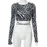 Women's Clothing In The Autumn Of 2025 New International Station Casual Umbilling With Zebra-Patrowed Backwear DJPT