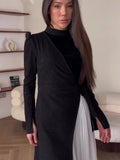 Autumn Fashion Temperament Long-Sleeved Splicing Design Folding Fake Two-Piece Dress