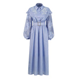 Temperament Fashion Elegant Style Dress 20254 New Collar Heavy Industry Embroidery Lotus Edge Lace Long