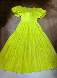 Niche 2024 Summer Wind V Collar Bubble Sleeves Short Sleeve Splicing Folds To Collect Waist Pink Dress Dress