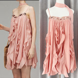Holiday Beads With Fluffy Sling Dress Spring 2025 New Super Fairy Sweet Short Skirt