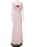 Women Decorate V-Necked Roses With Lace Dress DJPT