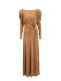 Elegant High-End Dress Dress 2025 Summer New Round Collar Kinestic Body To Collect Waist Long Dress Dress Woman