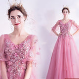 Building Color Yarn 2025 New Solo Performance Costume Female Atmosphere Elegant Shoulder Annual Meeting Art Exam Evening Dress Chorus
