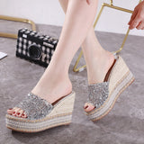 High Water Drill Slope In The Pine Shoes And The Summer Cool Slippers Waterproof Table Weaving High Heels Wear Thick Bottom Slippers High Quality Shoes