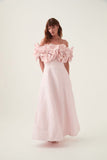 2025 Spring New A Dress Word Three-Dimensional Flowers Long Dress Dress Woman